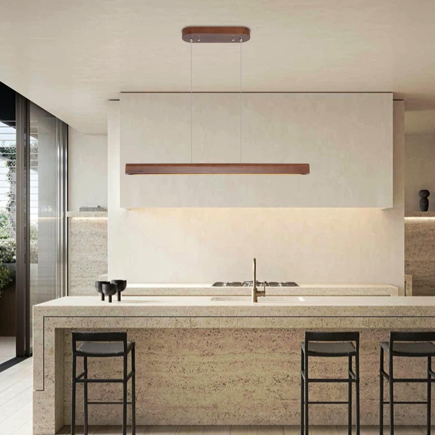 Wood Integrated Led Linear Pendant