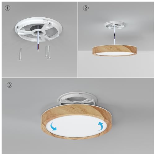LVL Plafonnier LED, 12 W à Grain de Bois