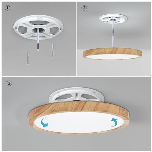 LVL Plafonnier LED, 12 W à Grain de Bois