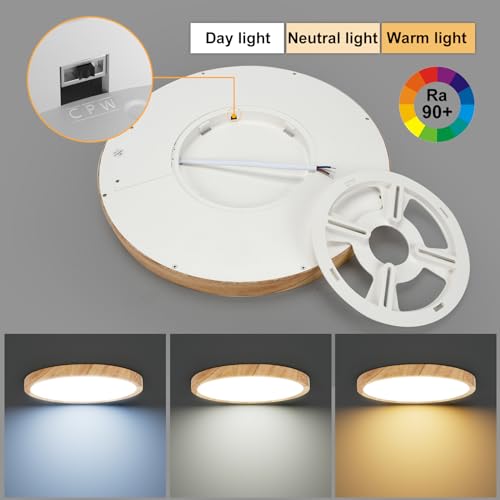 LVL Plafonnier LED, 12 W à Grain de Bois