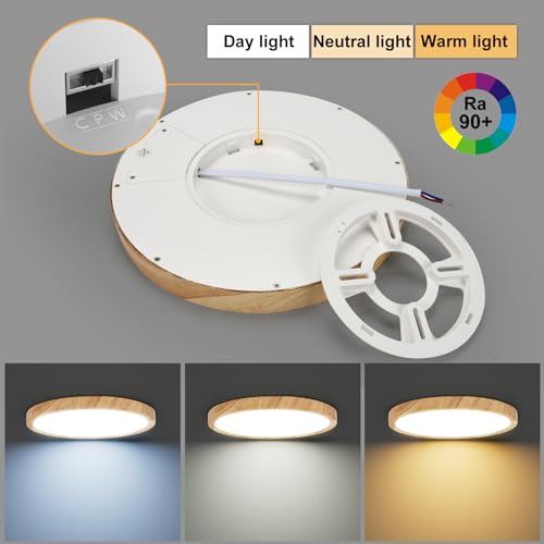 LVL Plafonnier LED, 12 W à Grain de Bois