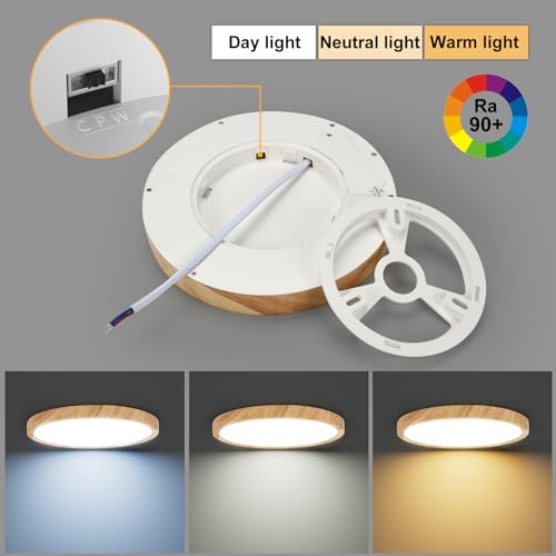 LVL Plafonnier LED, 12 W à Grain de Bois
