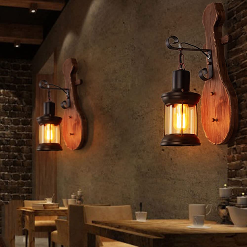 Retro Industrial Style Log Wall Lamp