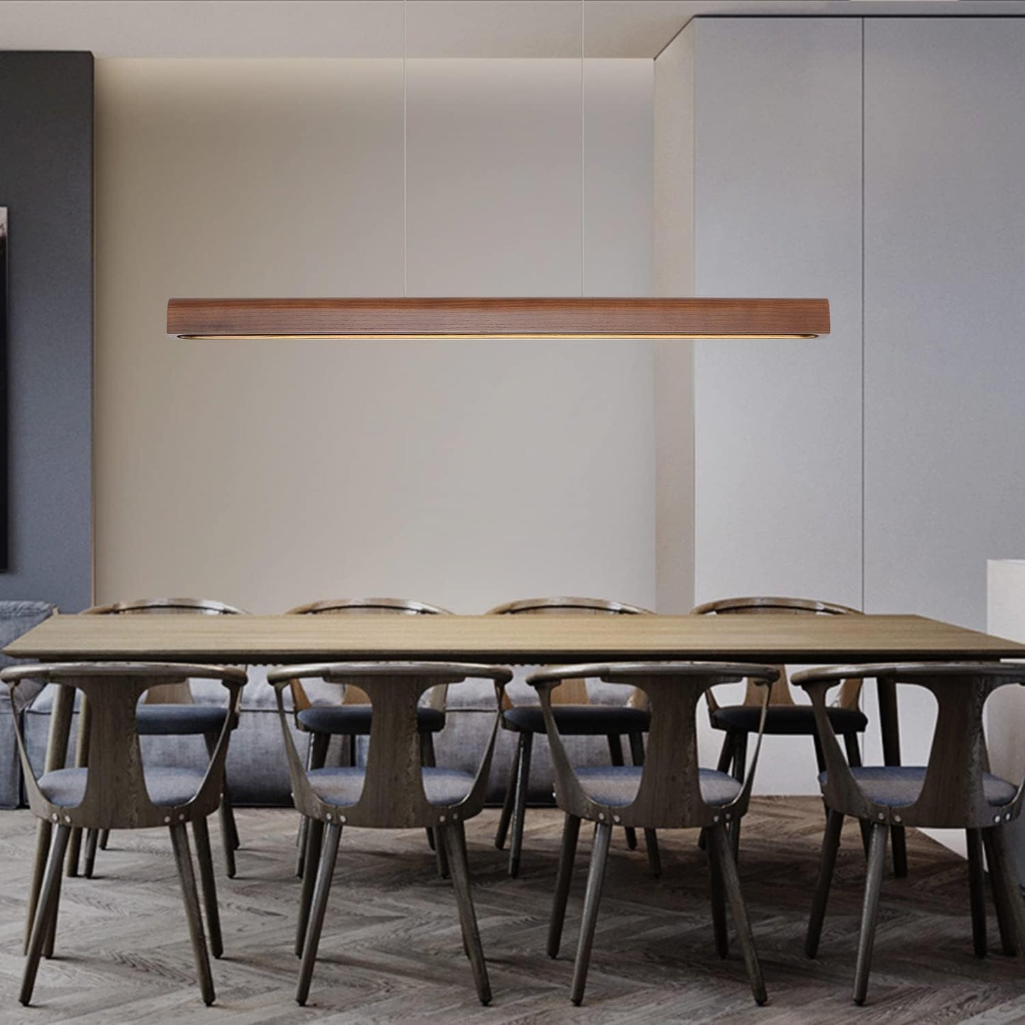 Wood Integrated Led Linear Pendant