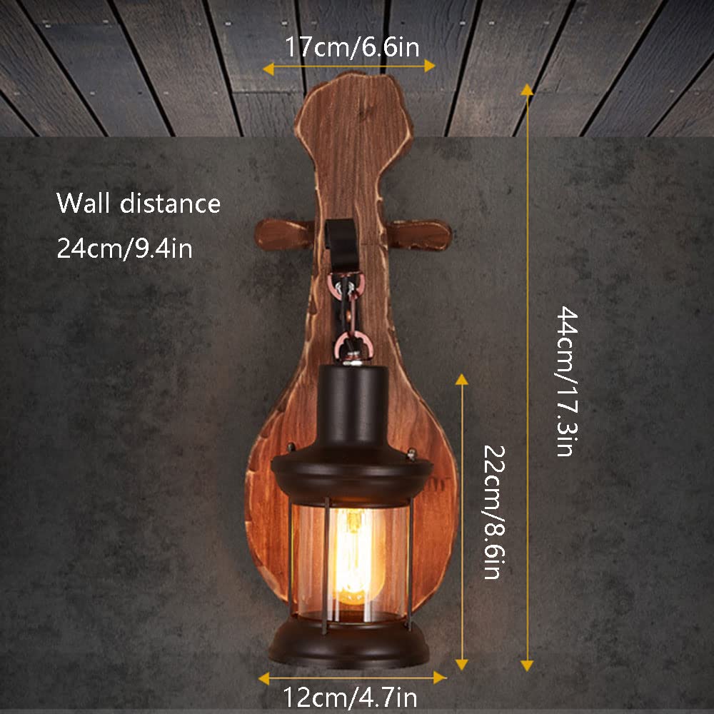 Retro Industrial Style Log Wall Lamp
