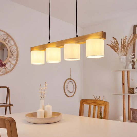 Suspension Malimea Écru, Noir, 4 lumières