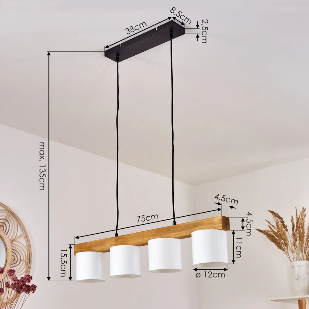 Suspension Malimea Écru, Noir, 4 lumières